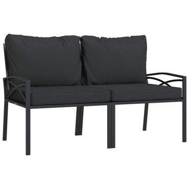 vidaXL Καρέκλες Κήπου 2 τεμ. 62x75x79cm Ατσάλι με Γκρι Μαξιλάρια Διθέσιος