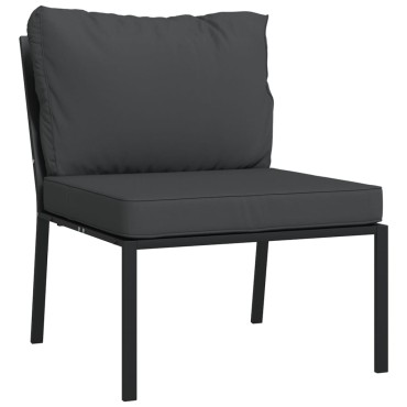 vidaXL Καρέκλες Κήπου 2 τεμ. 60x74x79cm Ατσάλι με Γκρι Μαξιλάρια Διθέσιος