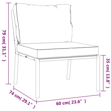 vidaXL Καρέκλες Κήπου 2 τεμ. 60x74x79cm Ατσάλι με Γκρι Μαξιλάρια Διθέσιος