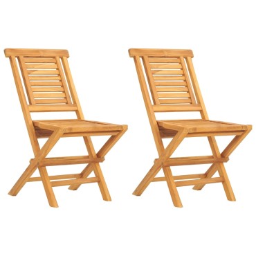 vidaXL Καρέκλες Κήπου Πτυσσόμενες 2 τεμ. 47x63x90cm Μασίφ Ξύλο Teak