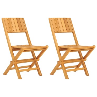 vidaXL Καρέκλες Κήπου Πτυσσόμενες 2 τεμ. 47x61x90cm Μασίφ Ξύλο Teak