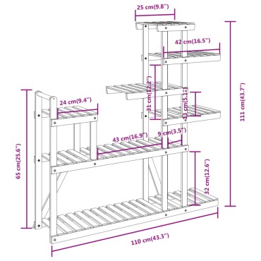 vidaXL Βάση Λουλουδιών 110 x 25 x 111 εκ. από Μασίφ Ξύλο Ελάτης