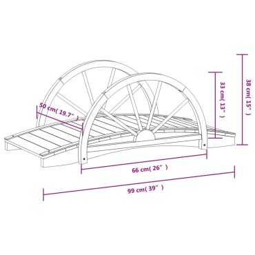vidaXL Γέφυρα Κήπου με Μισό Τροχό 99x50x38 εκ. από Μασίφ Ξύλο Ελάτης