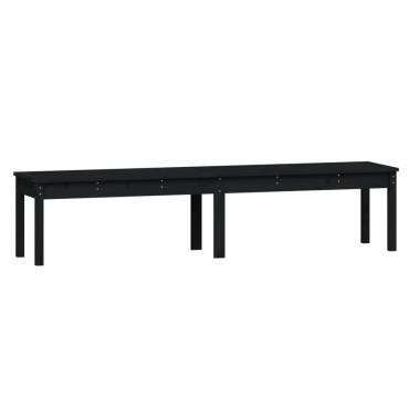 vidaXL Πάγκος Κήπου Διθέσιος Μαύρο 203,5x44x45cm Μασίφ Ξύλο Πεύκου