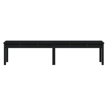 vidaXL Πάγκος Κήπου Διθέσιος Μαύρο 203,5x44x45cm Μασίφ Ξύλο Πεύκου