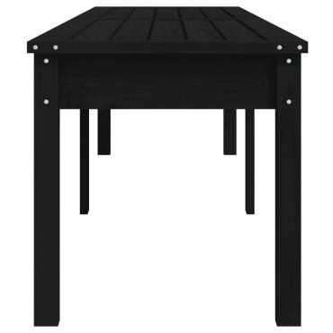 vidaXL Πάγκος Κήπου Διθέσιος Μαύρο 203,5x44x45cm Μασίφ Ξύλο Πεύκου