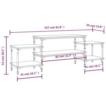 vidaXL Έπιπλο Τηλεόρασης Καφέ Δρυς 157x35x52cm Επεξεργασμένο Ξύλο