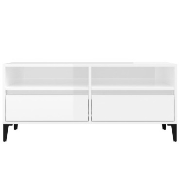 vidaXL Έπιπλο Τηλεόρασης Γυαλ. Λευκό 100x34,5x44,5cm Επεξεργ. Ξύλο