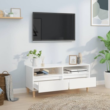 vidaXL Έπιπλο Τηλεόρασης Γυαλ. Λευκό 100x34,5x44,5cm Επεξεργ. Ξύλο