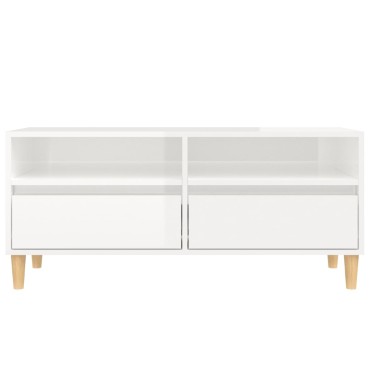vidaXL Έπιπλο Τηλεόρασης Γυαλ. Λευκό 100x34,5x44,5cm Επεξεργ. Ξύλο