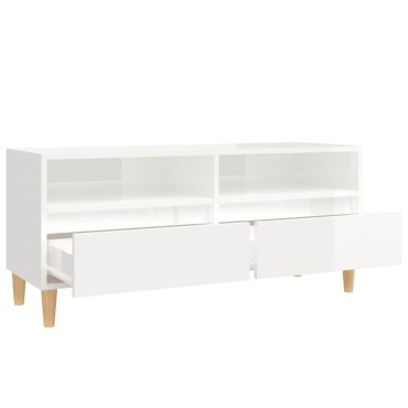 vidaXL Έπιπλο Τηλεόρασης Γυαλ. Λευκό 100x34,5x44,5cm Επεξεργ. Ξύλο