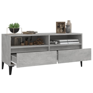vidaXL Έπιπλο Τηλεόρασης Γκρι Σκυρ. 100x34,5x44,5cm Επεξ. Ξύλο