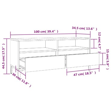 vidaXL Έπιπλο Τηλεόρασης Γκρι Σκυρ. 100x34,5x44,5cm Επεξ. Ξύλο