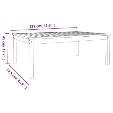 vidaXL Τραπέζι Κήπου 121x82,5x45cm από Μασίφ Ξύλο Πεύκου 1 τεμ.