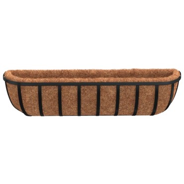 vidaXL Ζαρντινιέρες Τοίχου 2 τεμ. Μαύρες 61 x 19 x 16 εκ. από Ατσάλι
