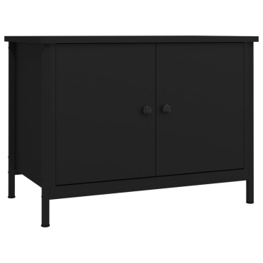 vidaXL Έπιπλο Τηλεόρασης με Πόρτες Μαύρο 60x35x45cm Επεξ. Ξύλο