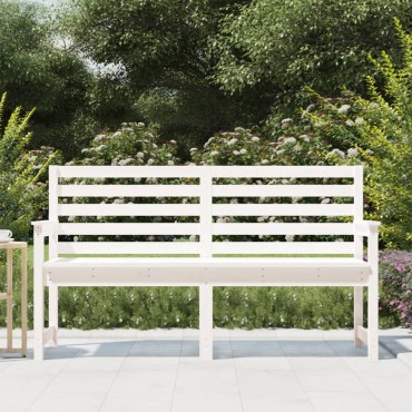 vidaXL Παγκάκι Κήπου Λευκό 159,5x48x91,5cm από Μασίφ Ξύλο Πεύκου 1 τεμ.