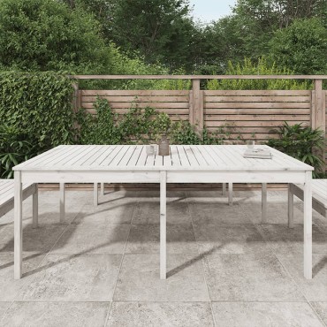 vidaXL Τραπέζι Κήπου Λευκό 203,5x100x76cm από Μασίφ Ξύλο Πεύκου 1 τεμ.