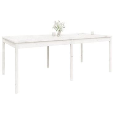 vidaXL Τραπέζι Κήπου Λευκό 203,5x100x76cm από Μασίφ Ξύλο Πεύκου 1 τεμ.