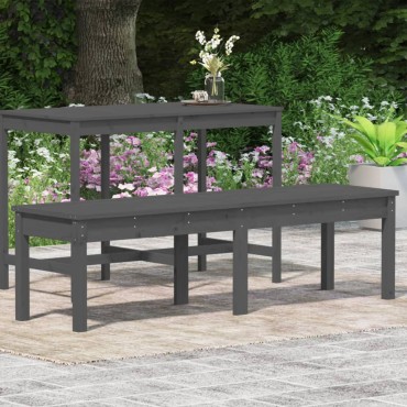 vidaXL Πάγκος Κήπου Διθέσιος Γκρι 159,5x44x45cm Μασίφ Ξύλο Πεύκου