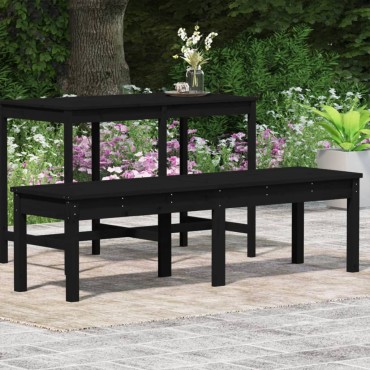 vidaXL Πάγκος Κήπου Διθέσιος Μαύρο 159,5x44x45cm Μασίφ Ξύλο Πεύκου