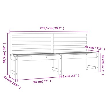 vidaXL Παγκάκι Κήπου από Μασίφ Ξύλο Πεύκου 201,5x48x91,5cm 1 τεμ.