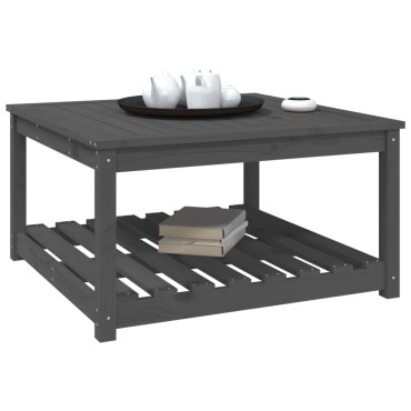vidaXL Τραπέζι Κήπου Γκρι 82,5x82,5x45cm από Μασίφ Ξύλο Πεύκου 1 τεμ.