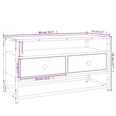 vidaXL Έπιπλο Τηλεόρασης Καπνιστή Δρυς 80x35x45cm Επεξ. Ξύλο