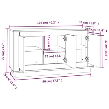 vidaXL Ντουλάπι Καπνιστή Δρυς 102x35x55cm από Επεξεργασμένο Ξύλο 1 τεμ.