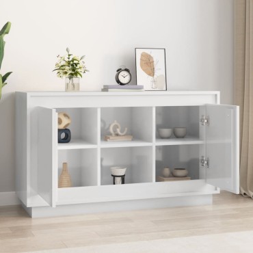 vidaXL Μπουφές Γυαλιστερό Λευκό 102x35x60cm από Επεξεργασμένο Ξύλο 1 τεμ.