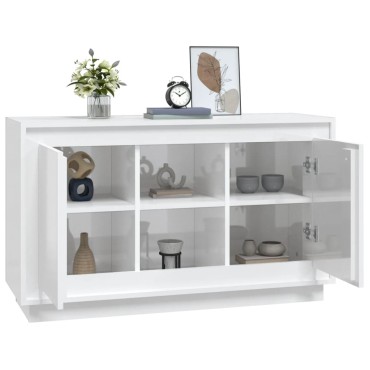 vidaXL Μπουφές Γυαλιστερό Λευκό 102x35x60cm από Επεξεργασμένο Ξύλο 1 τεμ.