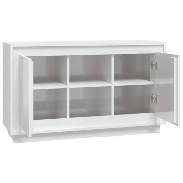vidaXL Μπουφές Γυαλιστερό Λευκό 102x35x60cm από Επεξεργασμένο Ξύλο 1 τεμ.