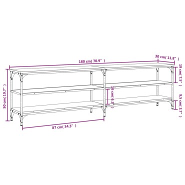 vidaXL Έπιπλο Τηλεόρασης Καπνιστή Δρυς 180x30x50cm Επεξ. Ξύλο/Μέταλλο