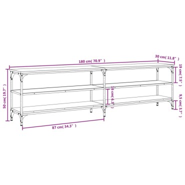 vidaXL Έπιπλο Τηλεόρασης Γκρι Sonoma 180x30x50cm Επεξ. Ξύλο