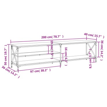 vidaXL Έπιπλο Τηλεόρασης Γκρι Sonoma 200x40x50cm Επεξ. Ξύλο