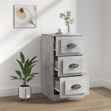 vidaXL Μπουφές Γκρι Σκυροδέματος 36x35,5x67,5cm Επεξεργασμένο Ξύλο 1 τεμ.