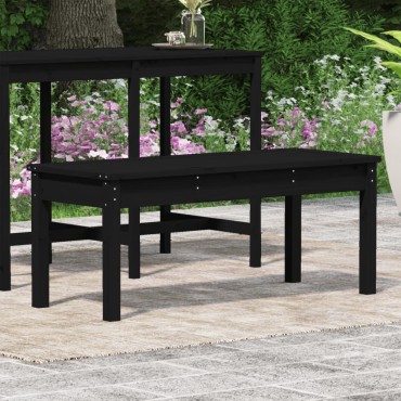 vidaXL Παγκάκι Κήπου Μαύρο 109x44x45cm από Μασίφ Ξύλο Πεύκου 1 τεμ.