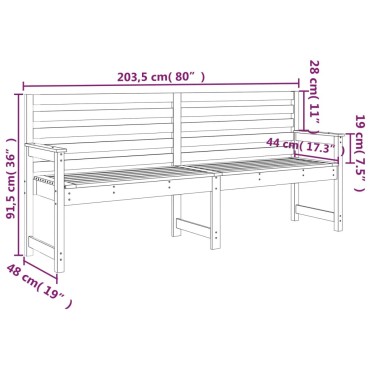 vidaXL Παγκάκι Κήπου 203,5x48x91,5cm από Μασίφ Ξύλο Πεύκου 1 τεμ.