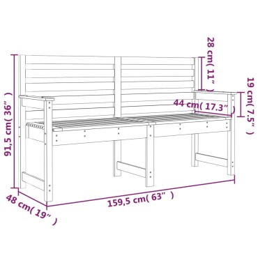 vidaXL Παγκάκι Κήπου Γκρι 159,5x48x91,5cm από Μασίφ Ξύλο Πεύκου 1 τεμ.