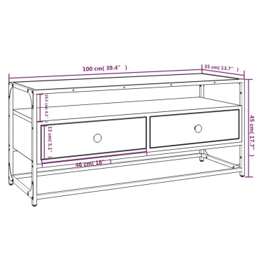 vidaXL Έπιπλο Τηλεόρασης Καφέ Δρυς 100x35x45cm Επεξεργασμένο Ξύλο