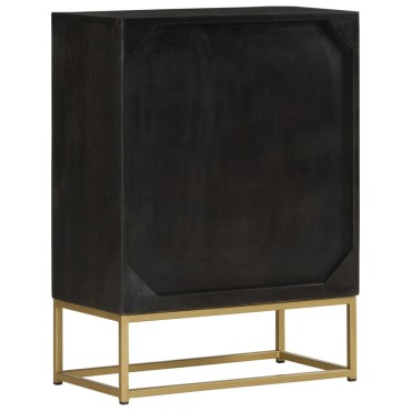 vidaXL Ντουλάπι με 2 Πόρτες Μαύρο/Χρυσό 55x30x75cm Μασίφ Ξύλο Μάνγκο 1 τεμ.