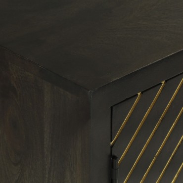 vidaXL Ντουλάπι με 2 Πόρτες Μαύρο/Χρυσό 55x30x75cm Μασίφ Ξύλο Μάνγκο 1 τεμ.