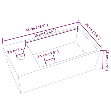 vidaXL Νιπτήρας Λευκός 48 x 25 x 15 εκ. Κεραμικός