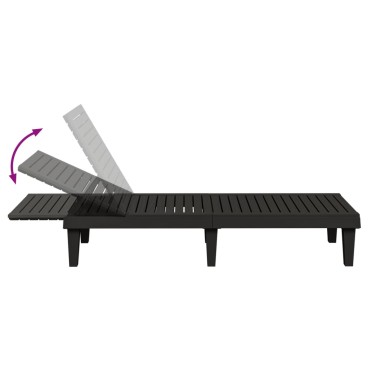 vidaXL Ξαπλώστρα Μαύρη 155x58x83cm από Πολυπροπυλένιο 1 τεμ.