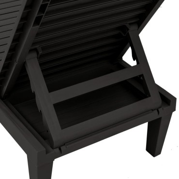 vidaXL Ξαπλώστρα Μαύρη 155x58x83cm από Πολυπροπυλένιο 1 τεμ.