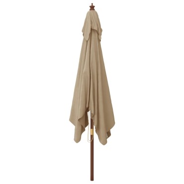 vidaXL Ομπρέλα Κήπου με Ξύλινο Ιστό Taupe 300 x 300 x 273 εκ.