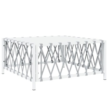 vidaXL Τραπέζι Κήπου Λευκό 70x70x34cm από Πλεγμένο Ύφασμα