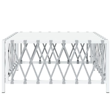 vidaXL Τραπέζι Κήπου Λευκό 70x70x34cm από Πλεγμένο Ύφασμα