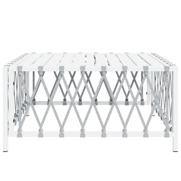 vidaXL Τραπέζι Κήπου Λευκό 70x70x34cm από Πλεγμένο Ύφασμα