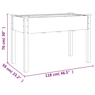 vidaXL Γλάστρα με Επένδυση 118 x 59 x 76 εκ. από Μασίφ Ξύλο Ελάτης